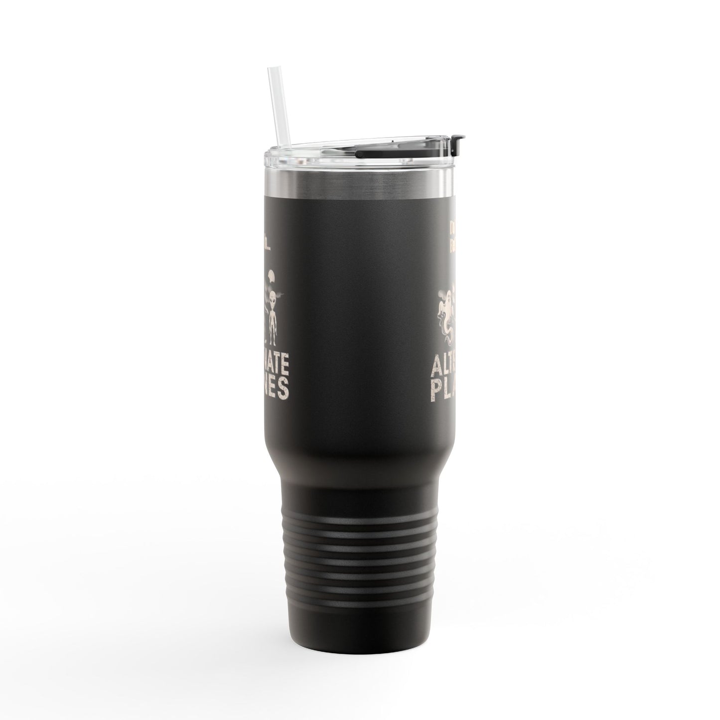 Stylish Insulated Travel Mug with Straw, Perfect for Coffee Lovers, Outdoors, Gifts, Do You Believe in Alternate Planes?