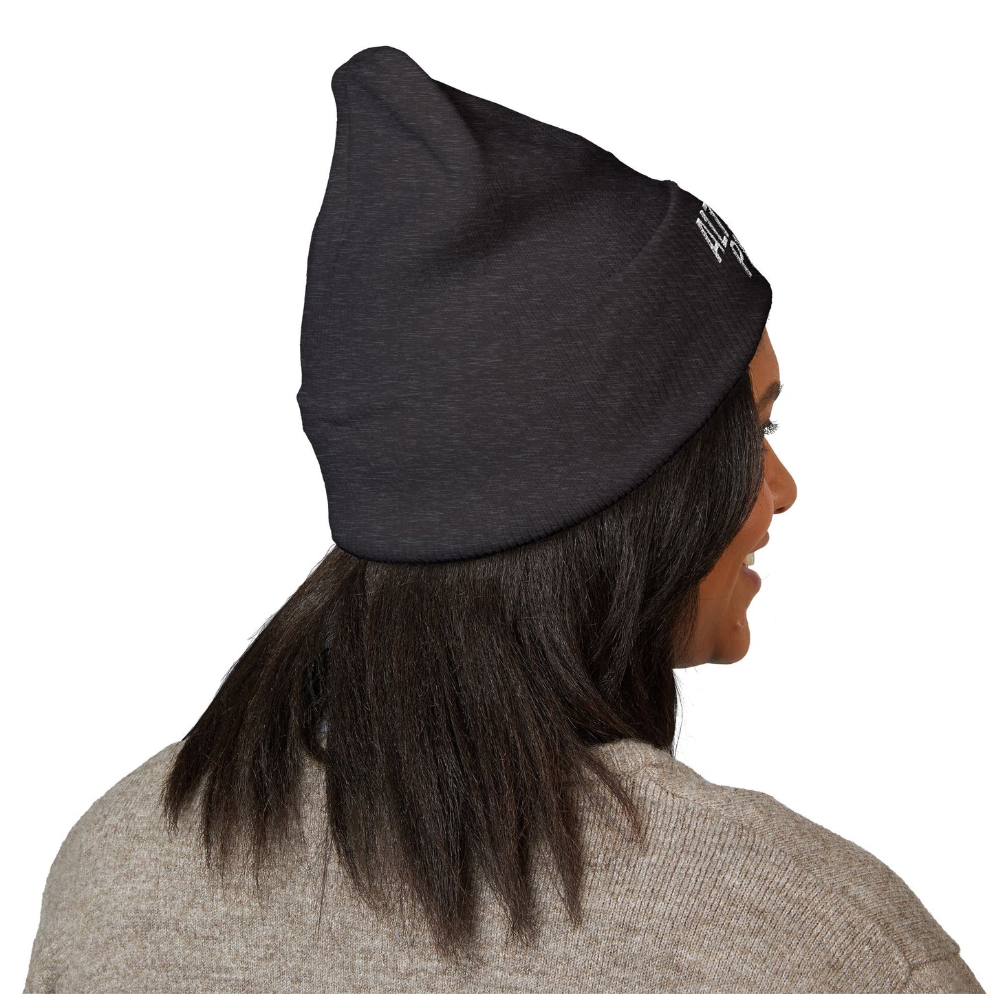 Embroidered "Alternate Planes" Cuffed Beanie — Knit Winter Hat