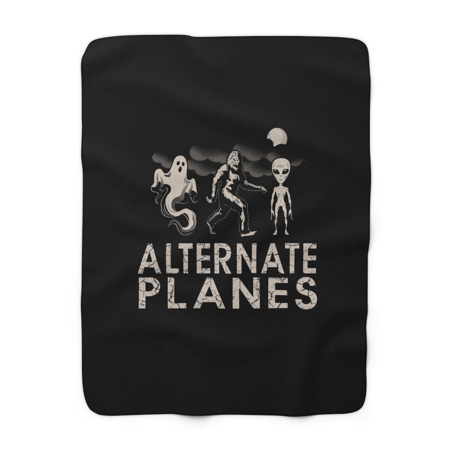 Alternate Planes Sherpa Blanket — Paranormal Alien & Bigfoot Cozy Throw