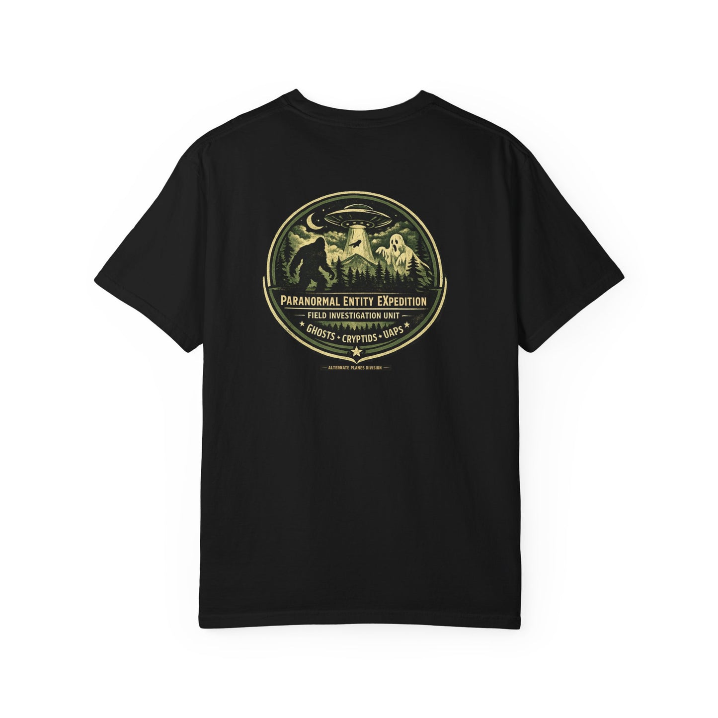 Paranormal Entity eXpedition Tee — PEX Chest Logo & Back Cryptid Badge T-Shirt