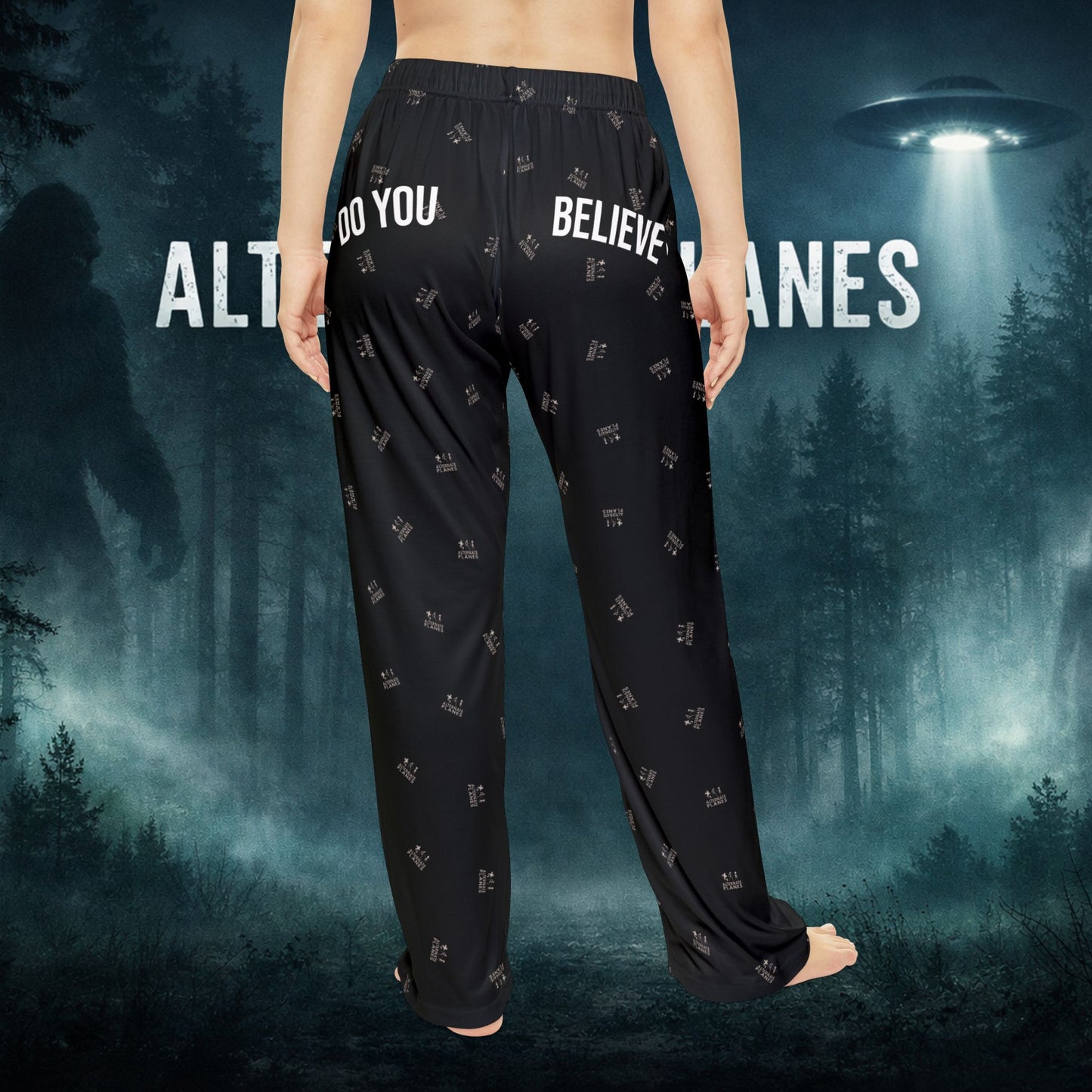 Do You Believe? Women's Pajama Pants — UFO & Alien Pattern Lounge Pants
